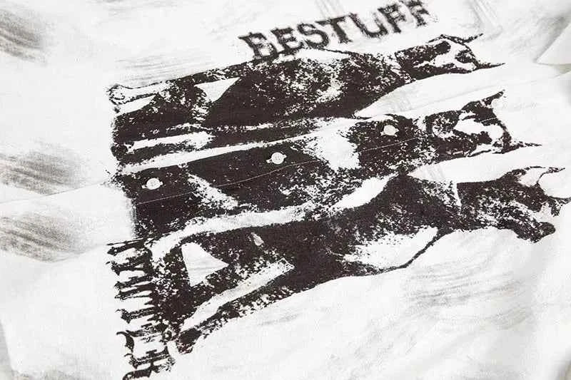 Graffiti Doberman Printed Short Sleeve Shirt