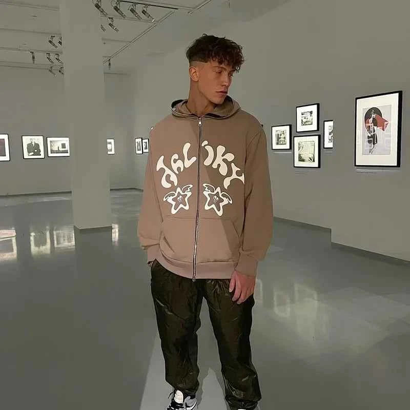 Streetwear Korean Style Punk Sport Zip Coat Sweatshirt