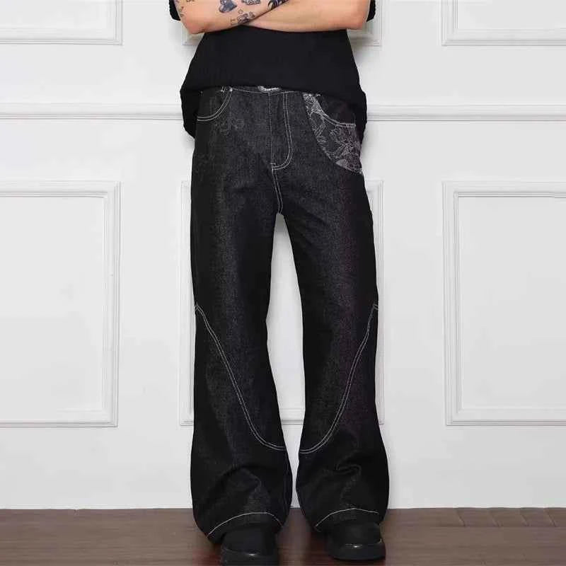 Vintage Gothic Jacquard Printed Cool Jeans