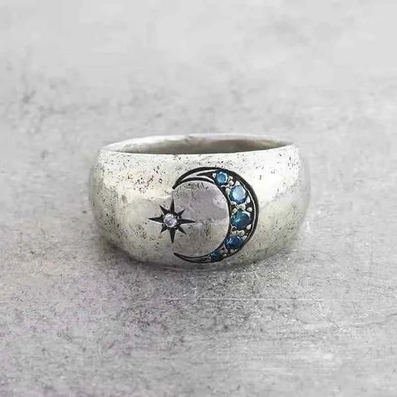 Vintage Silver Moon Sun Ring
