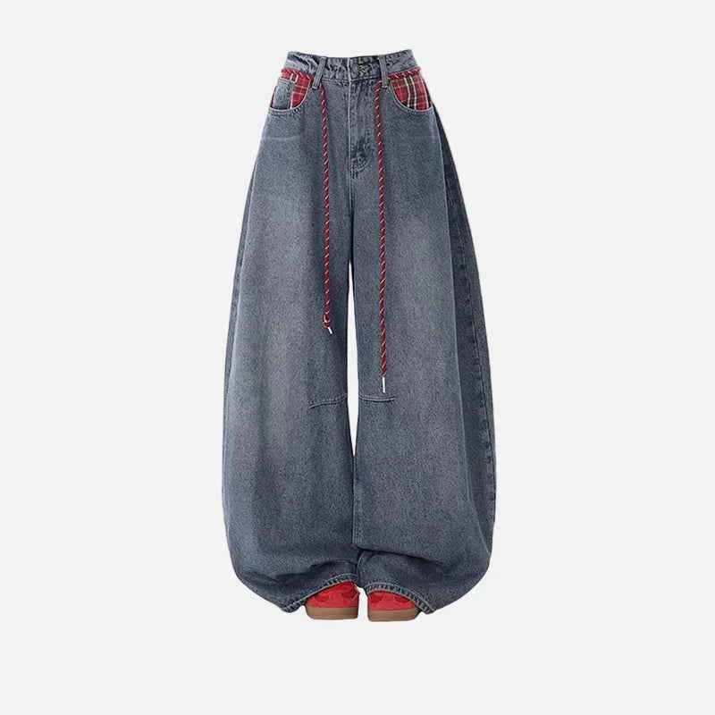 Women Insulated Streetwear Baggy Wide Leg Jeans