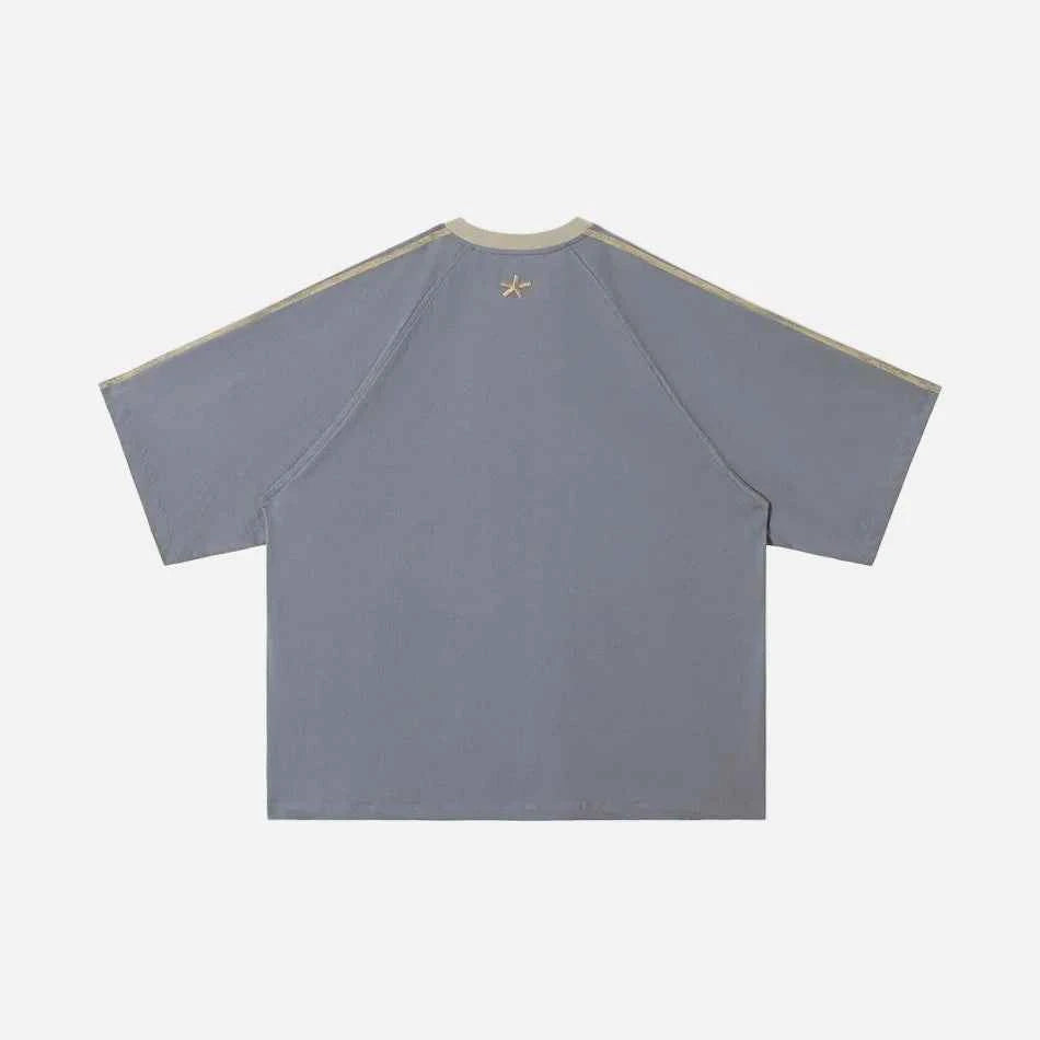 Y2K Casual Loose Fit Embroidery Stripe T-Shirt