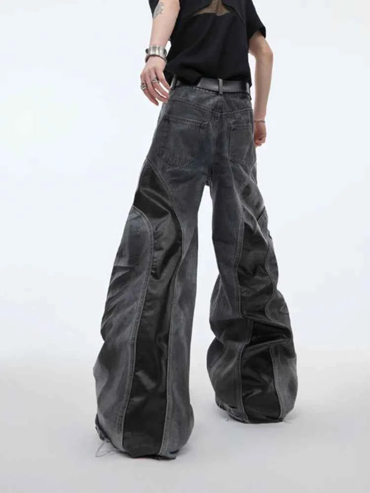 Y2K Vintage Black Cyber PU Leather Jeans