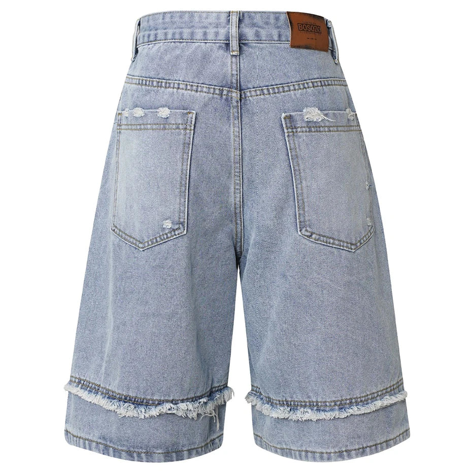 Vintage Loose Distressed Denim Shorts