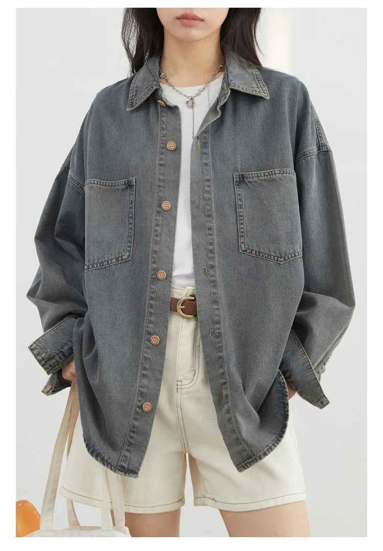 Women Retro Chic Hip Hop Loose Denim Jacket