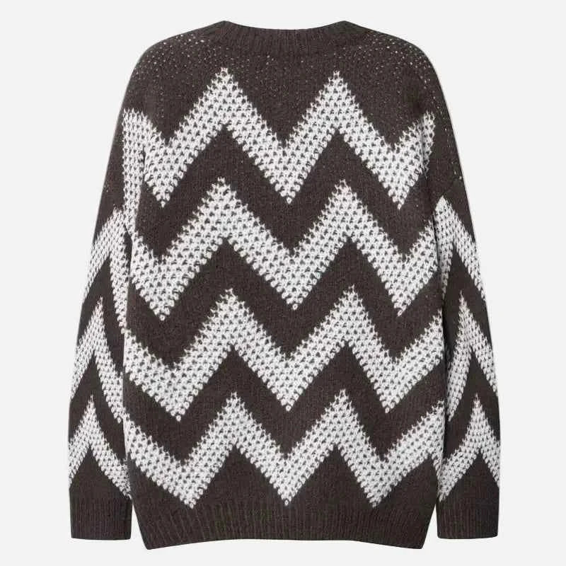 Streetwear Diamond Argyle Striped Knitted Sweater