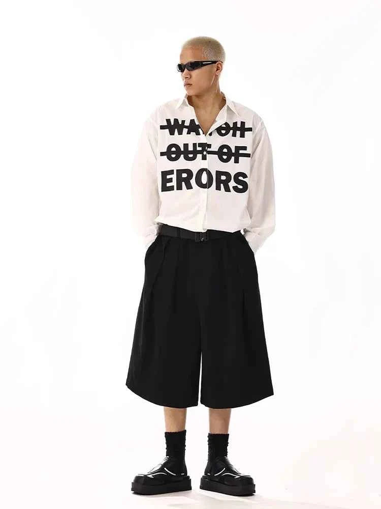 Men Fashionable Black Wide Leg Short