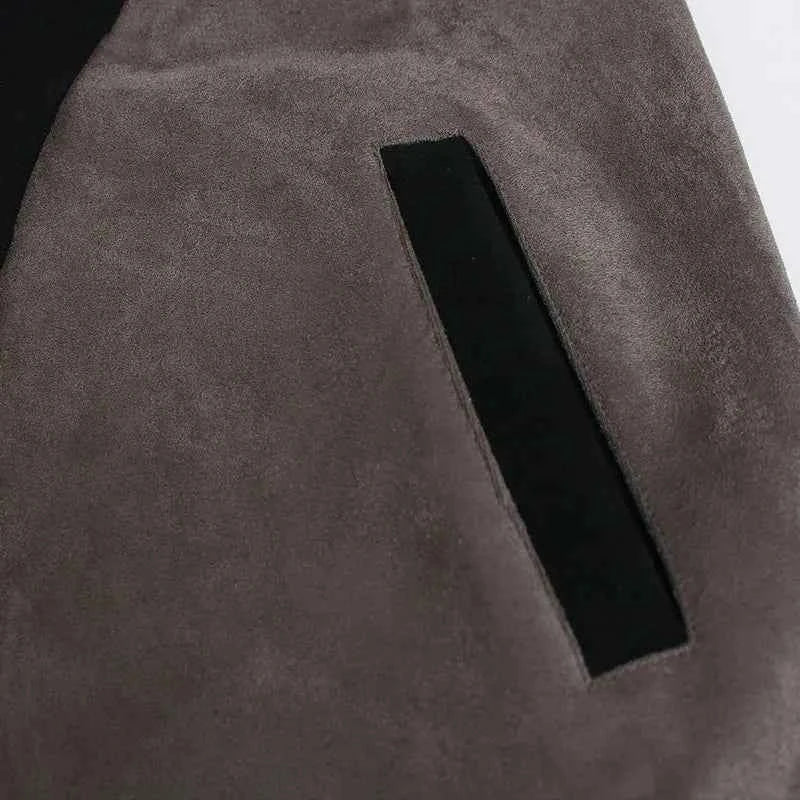 Streetwear Grunge Patchwork Suede Hoodie