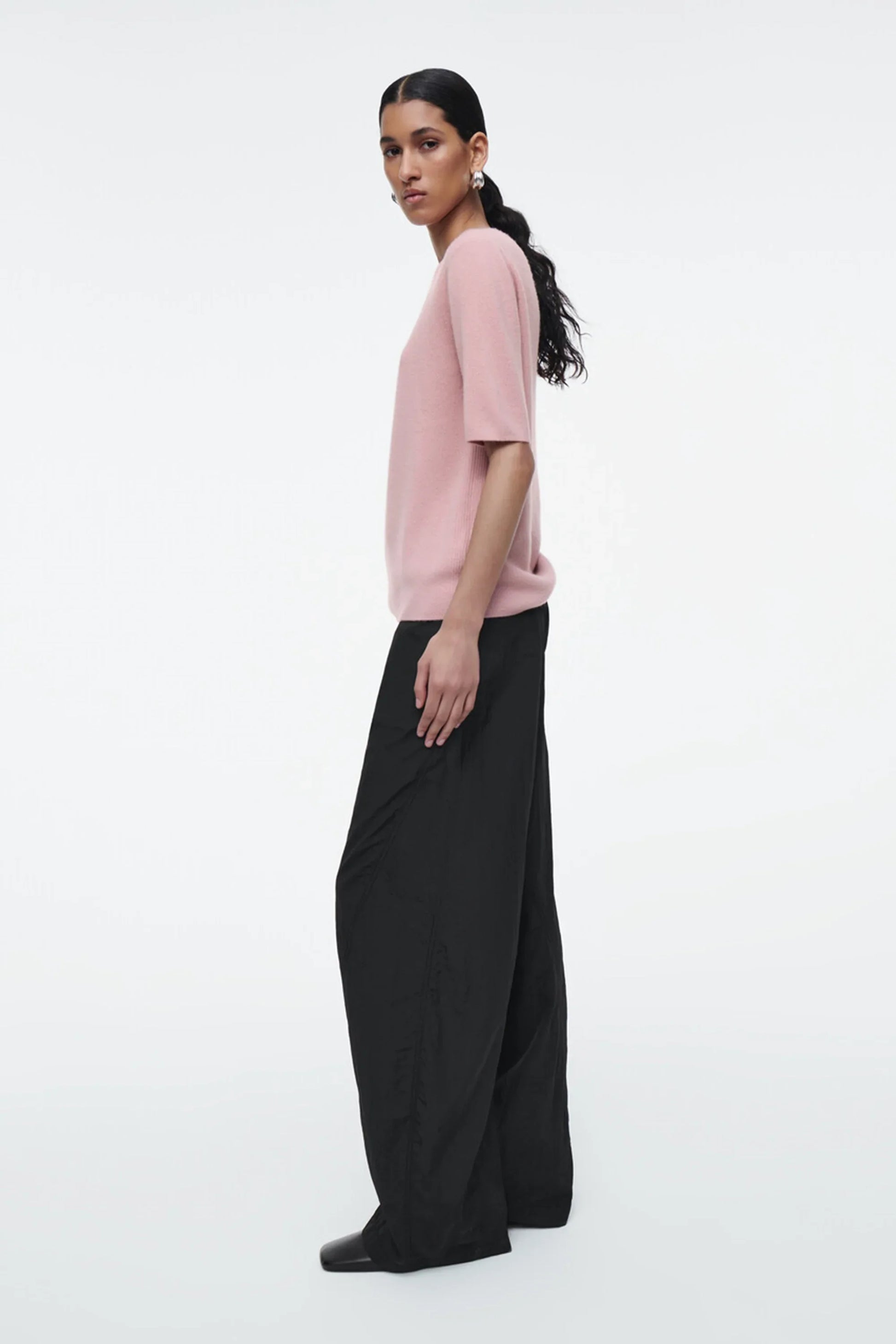 Women Pink Ethereal Spring Casual Knit T-Shirt - Luxuryurbanwear