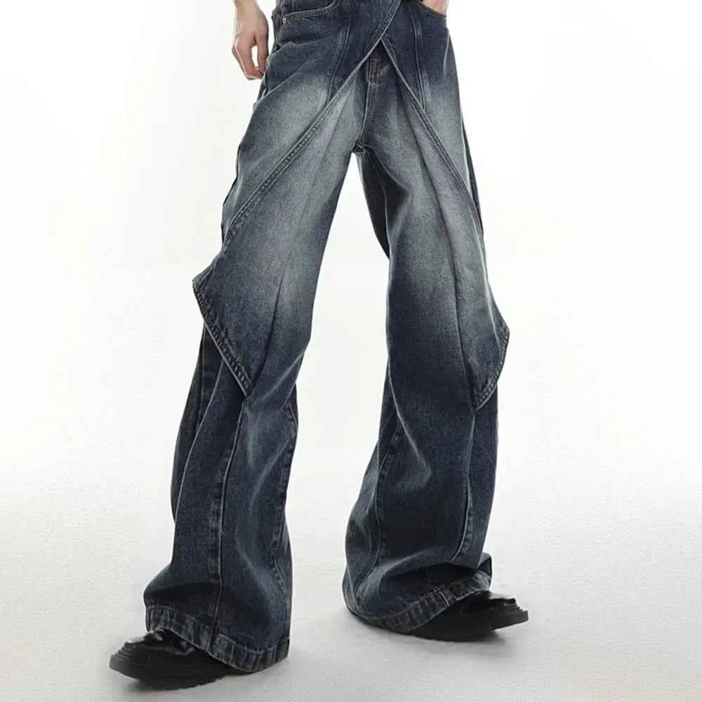 Vintage Streetwear Gradient Flared Wide Leg Jeans