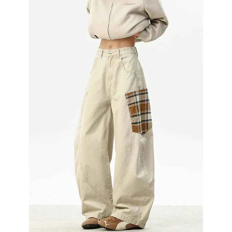 Vintage Washed White High Waist Wide Jeans