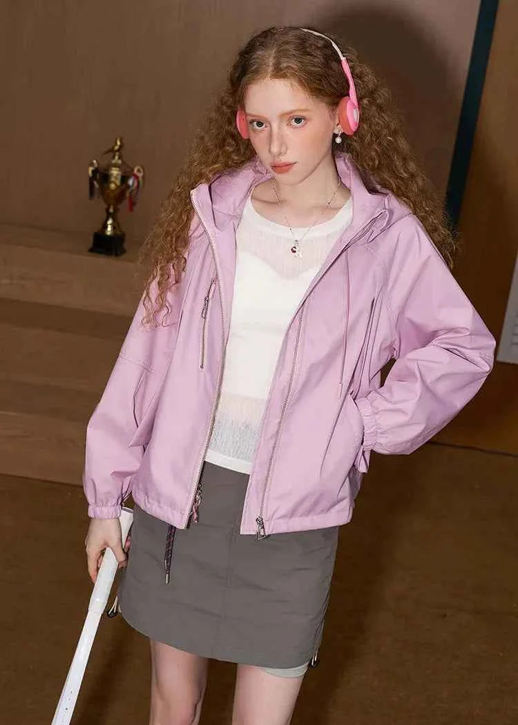 Y2K Drawstring Utility Windbreaker Slimming Jacket