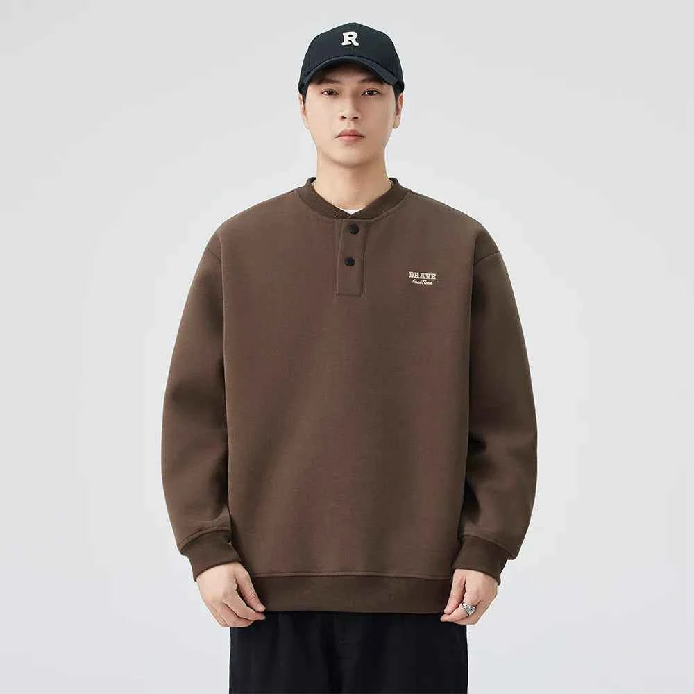 Soft Comfortable Casual Henley Neck Sweatshirt