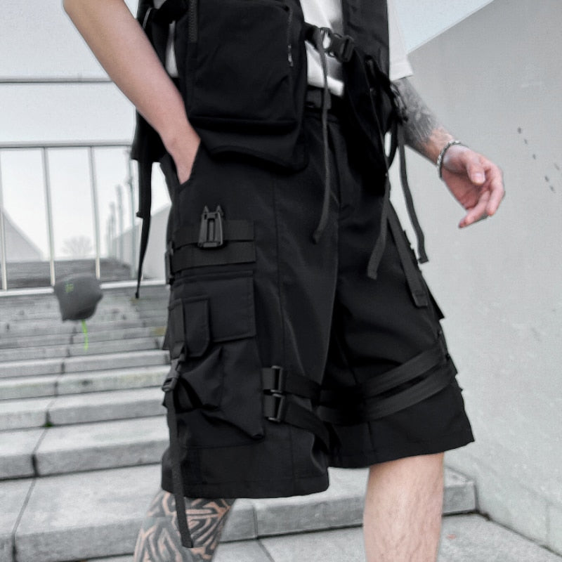 Techwear Multi Pocket Buckles Cargo Shorts