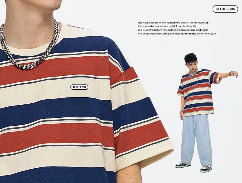 SQ2 Multi Striped Color Loose T-Shirt