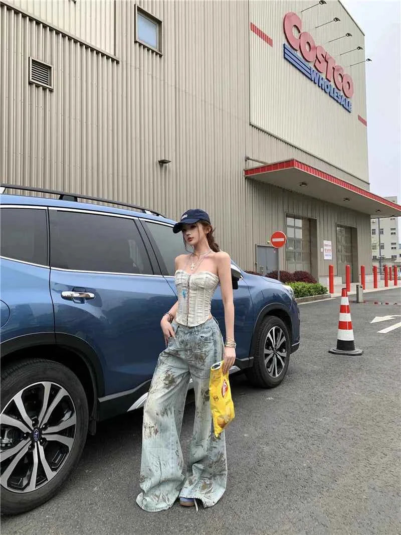 Benuynffy High Street Wide Leg Jeans