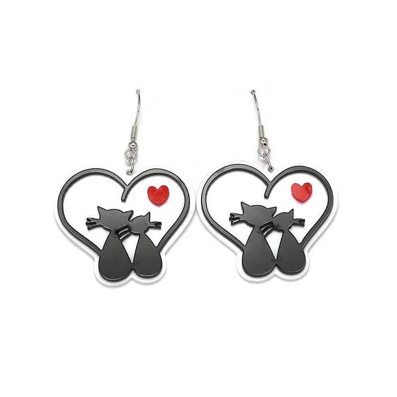 Creative Love Cat Acrylic Plate Earrings
