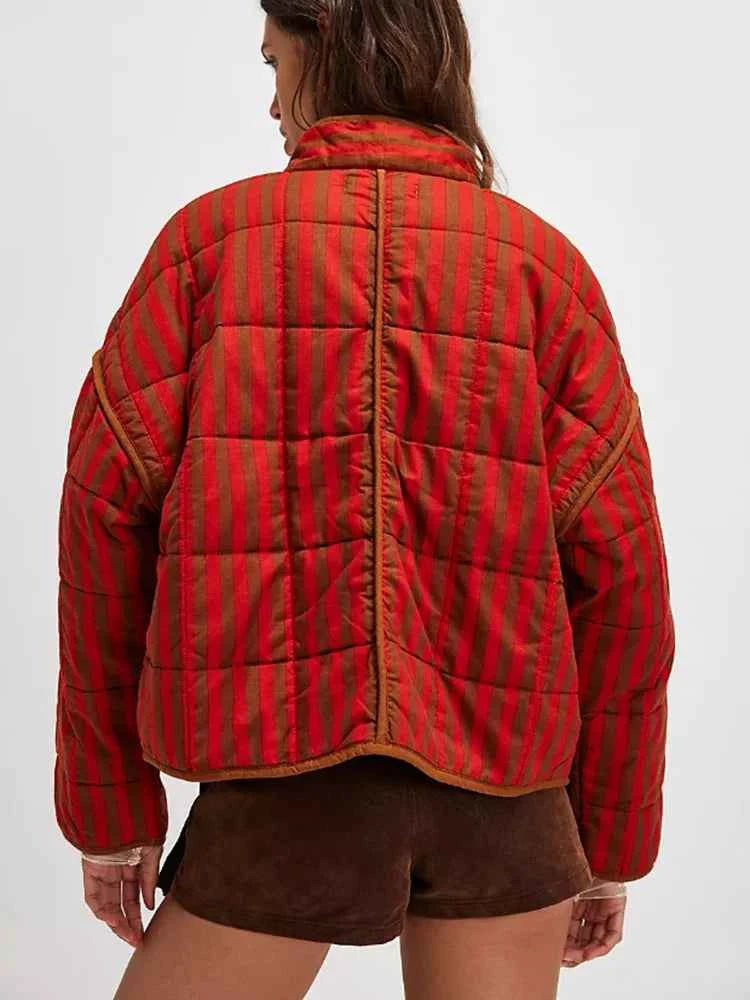 Red Chic Floral Padded Jacket