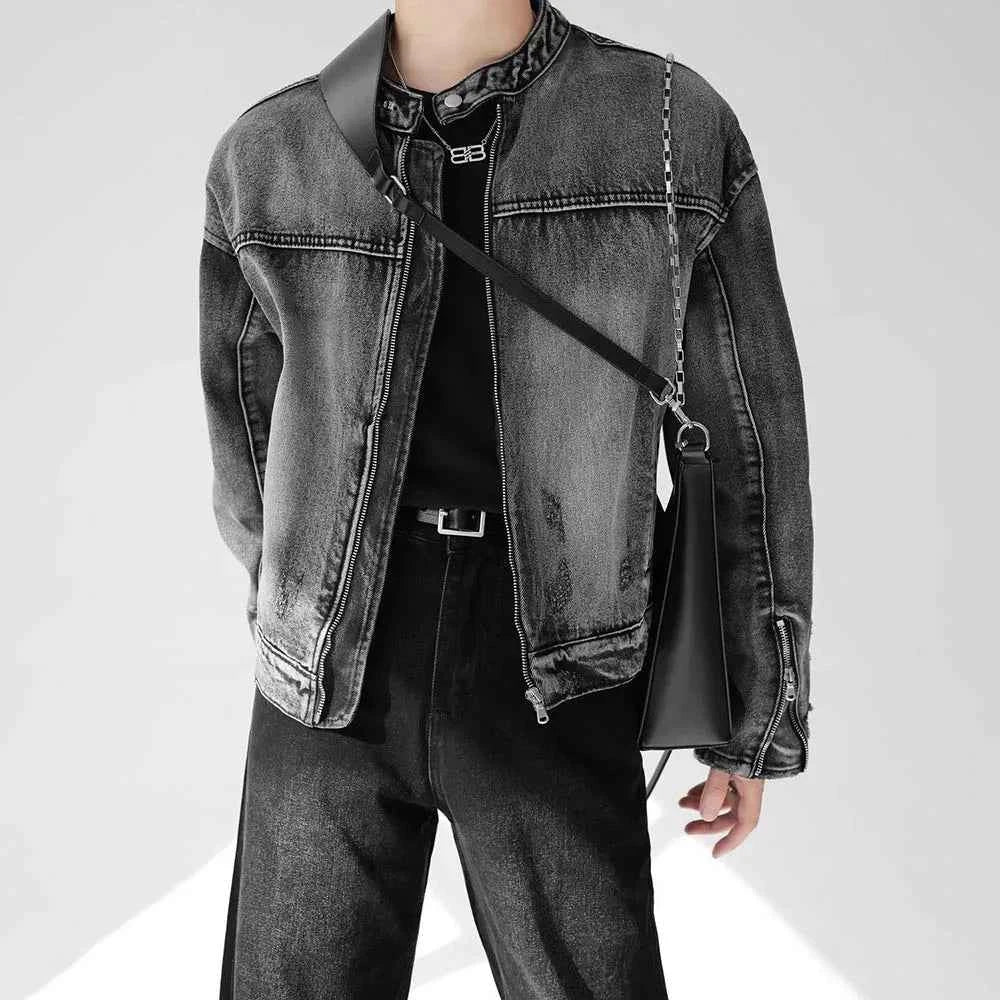 Streetwear Solid Color Long Sleeved Denim Jacket