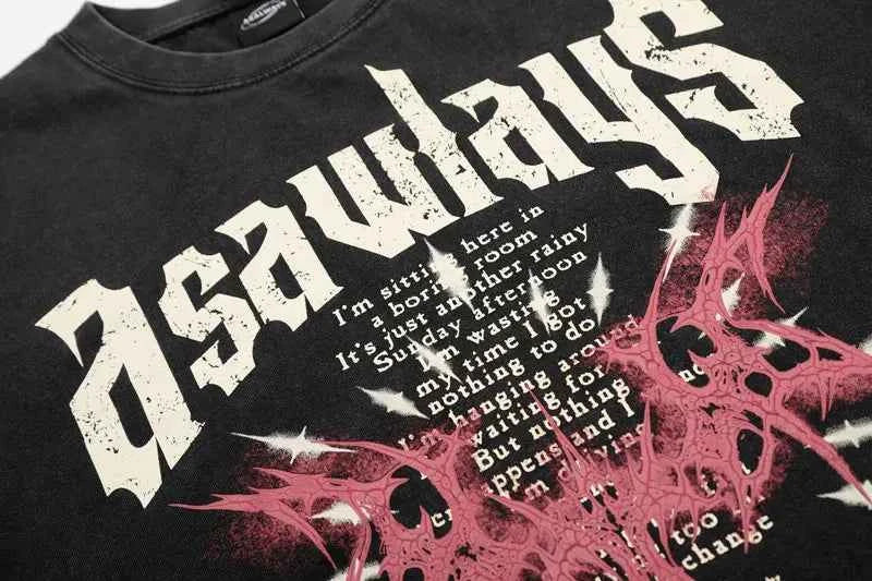 Streetwear Dark Gothic Graphic Printed Oversized T-Shirt