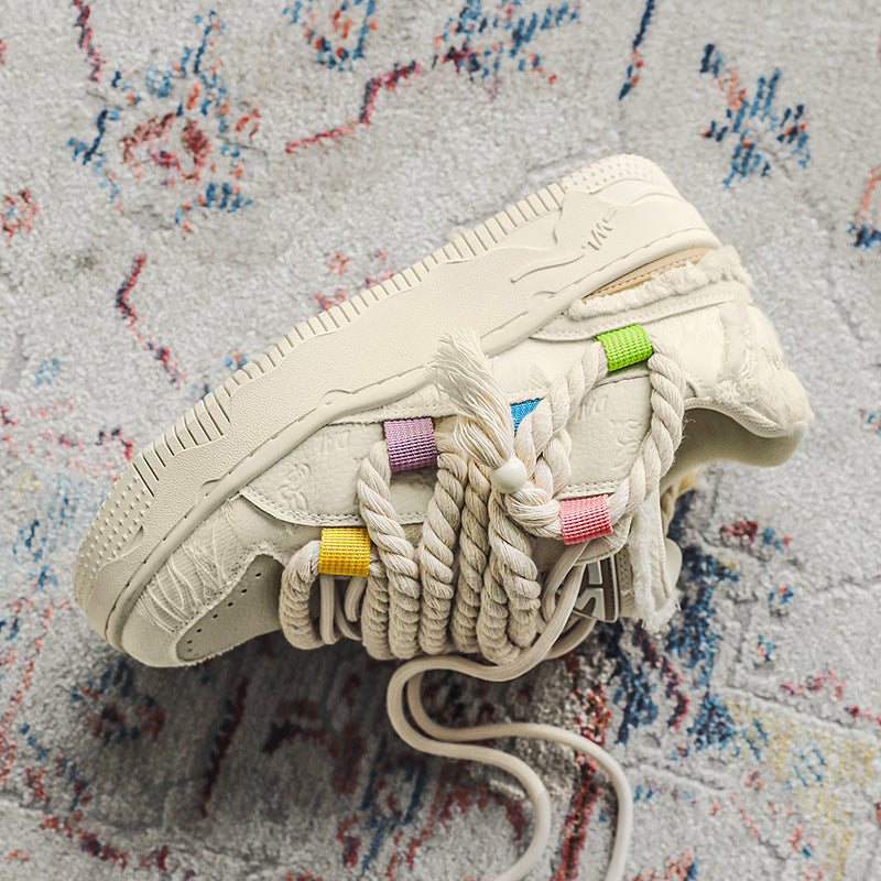 Rope Multicolor Chunky Shoes - Industrial Laced Platform Trainers | LuxuryUrbanwear