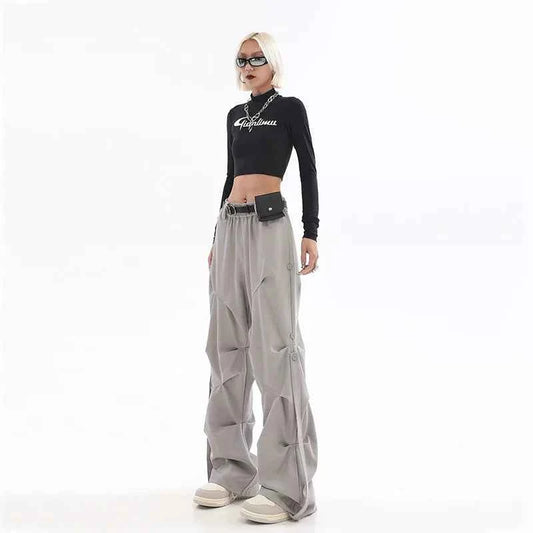 American Stylish Oversize Pleated Cargo Pants