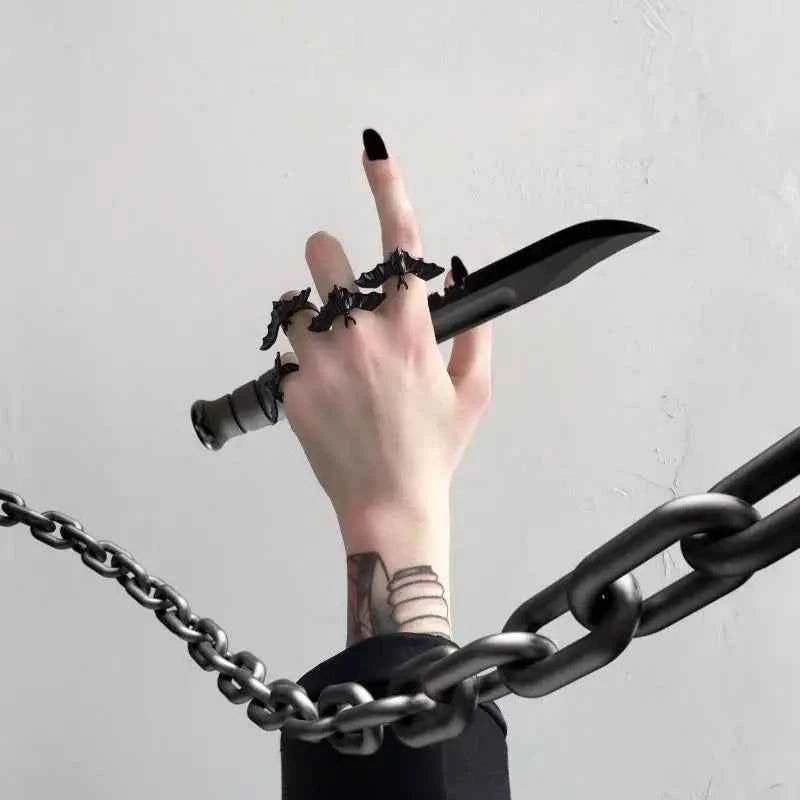 Y2K Gothic Black Bat Halloween Ring
