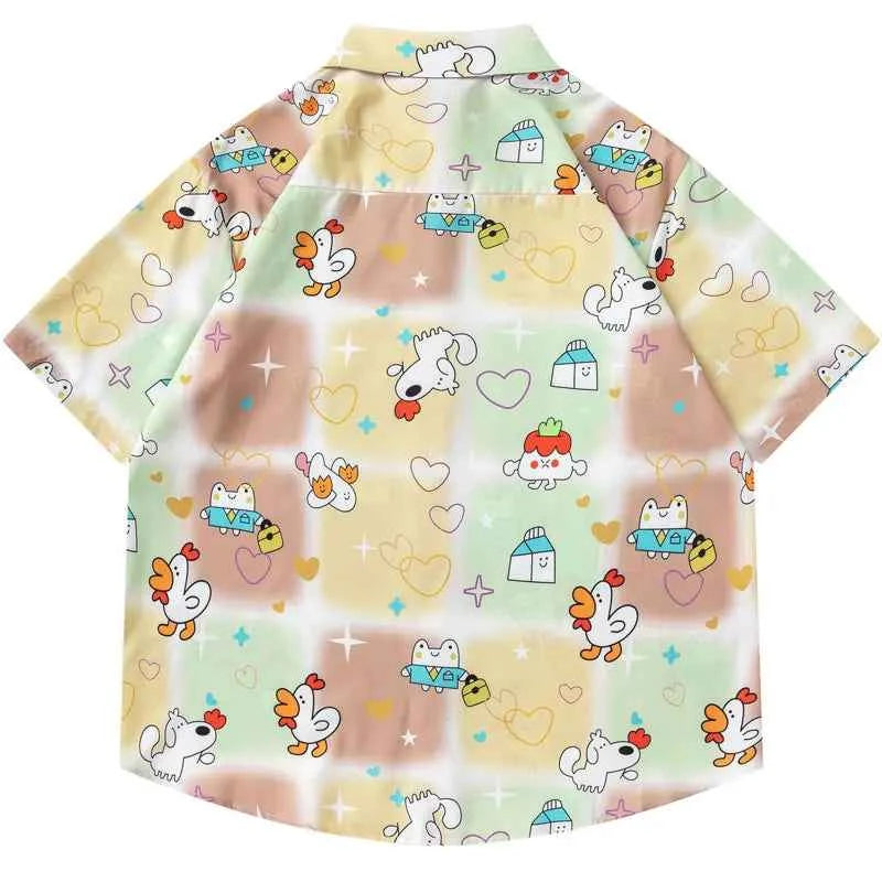 Y2K Vibrant Elevated Graphic Button-Up Shirt