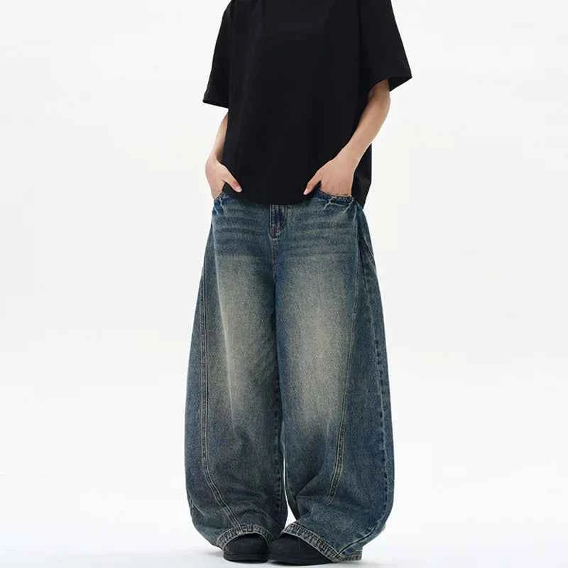 Men's Retro Vintage Wide Leg Denim Jeans