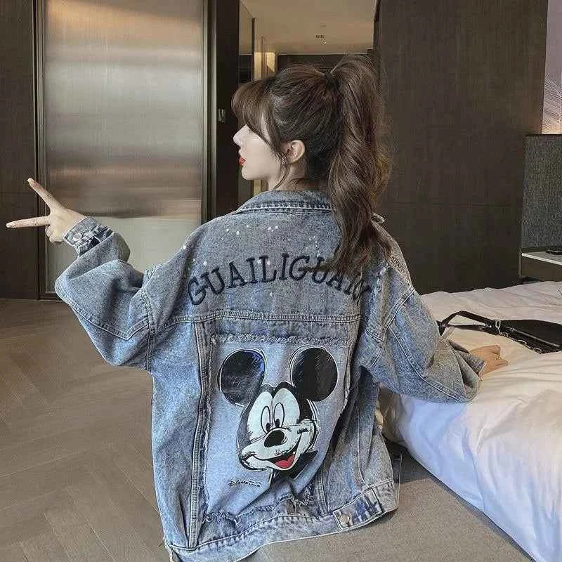 Mickey Embroidered Cartoon Denim Jacket