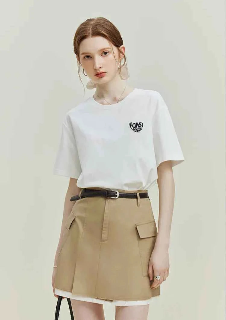 Slim Fit Round Neck Letter T-Shirt