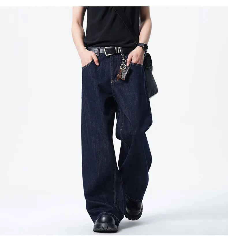 Classic Loose Dark Blue Straight Jeans