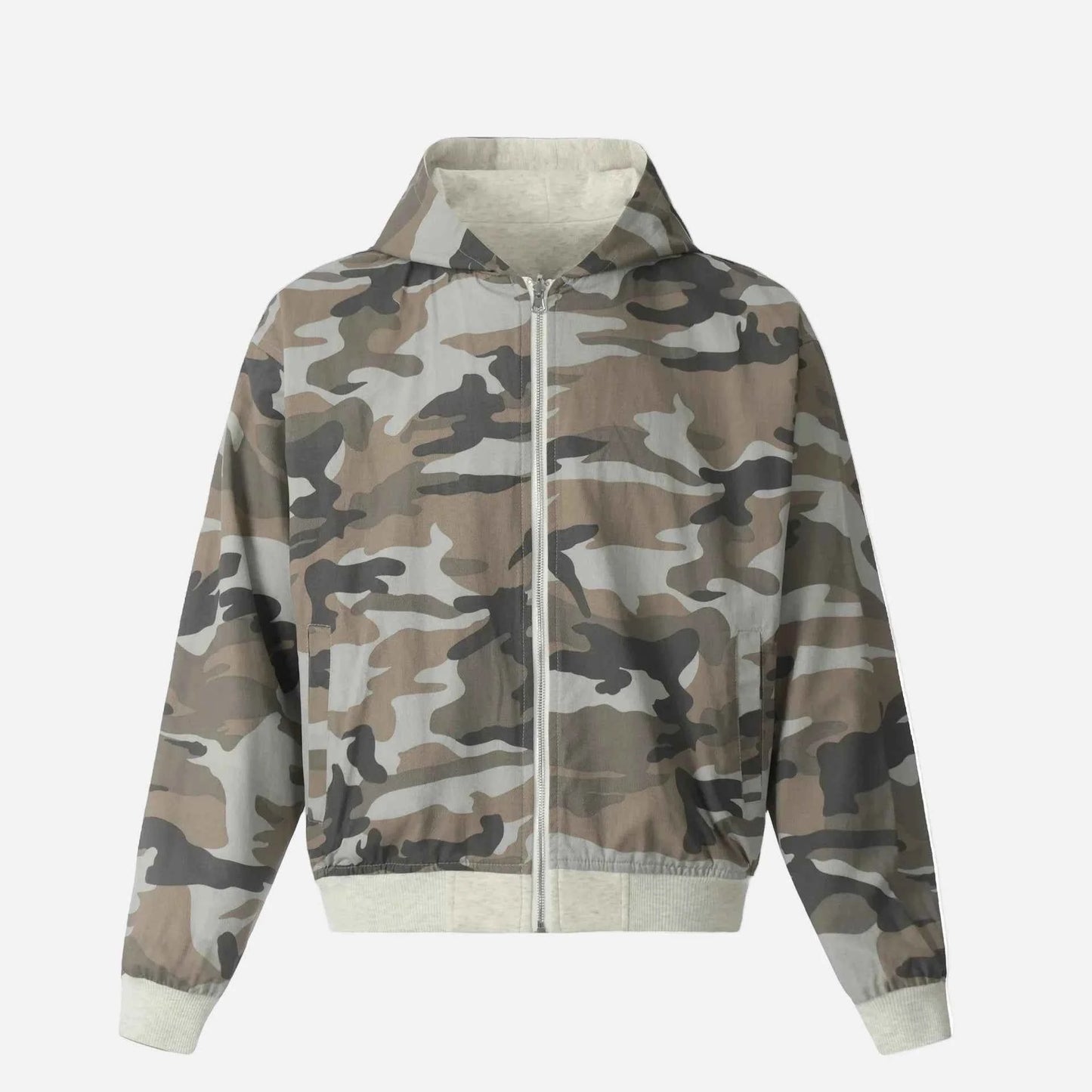 Double Sided Camouflage Zipper Hooded Sweatshirt