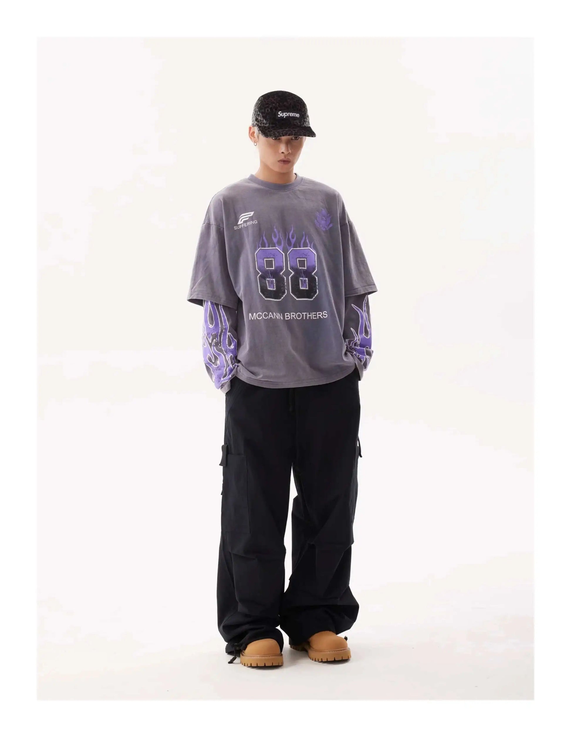 Vintage American Style Letter Print Long Sleeve T-Shirt - Luxuryurbanwear