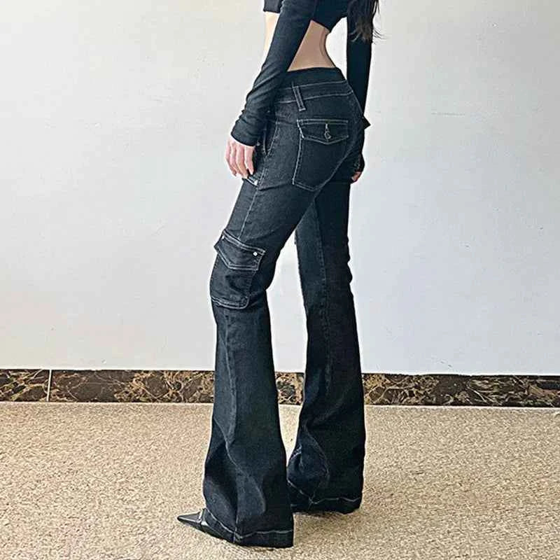 Studded Star Patchwork Denim Cargo Jeans