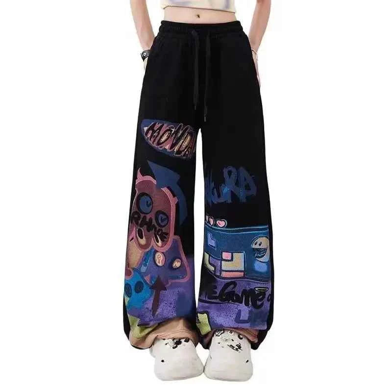 Trendy Hip Hop Graffiti Print Sweatpants