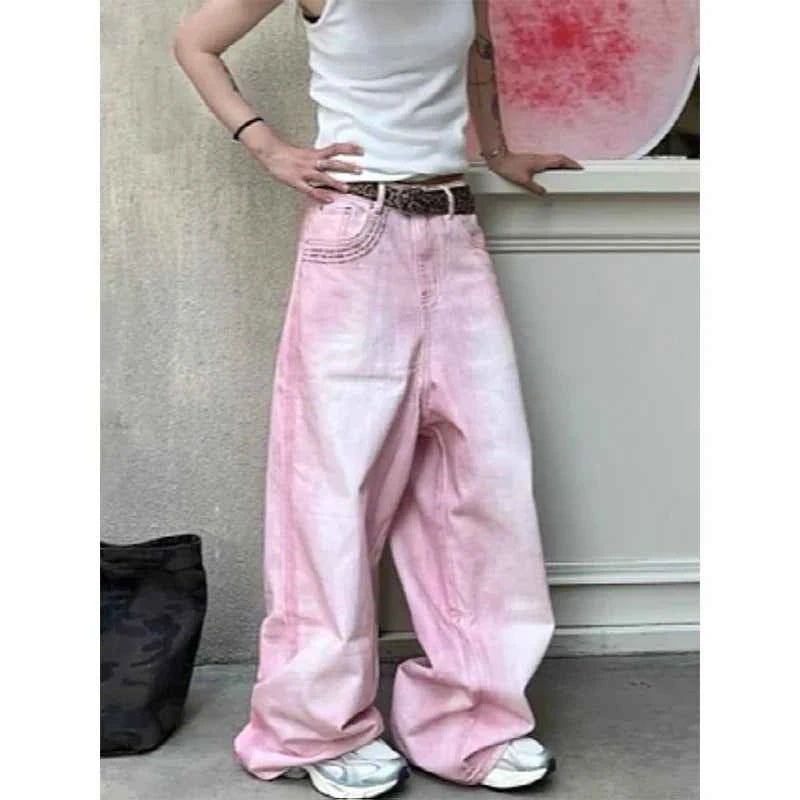 Pink Streetwear Oversized Casual Boyfriend Jeans