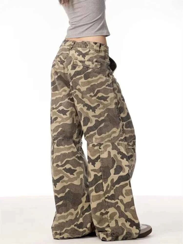 Vintage Camouflage Baggy Wide Leg Jeans
