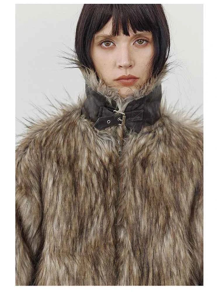 Women Autumn Winter Thick Faux Fur Jacket