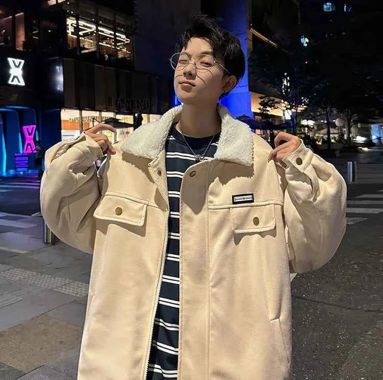 Korean Velvet Fur Collar Padded Parka Jacket