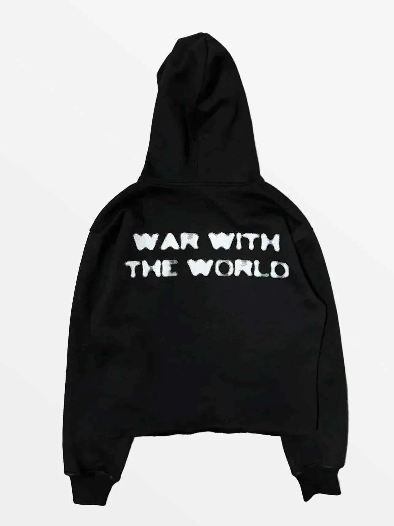 Image 5 (Back View): Back view of the LUW Target hoodie showing the seamless oversized construction and heavy-duty ribbed waistband.