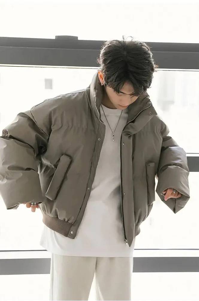 Thickened Stand Collar Cotton Padded Puffer Jacket - Luxuryurbanwear
