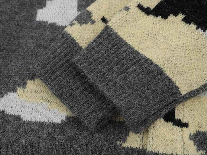 Winter Streetwear Camouflage Knitwear Cardigan