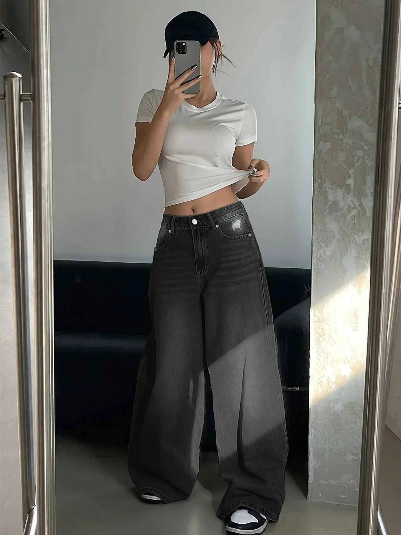 Elegant High Waist Wide Leg Jeans