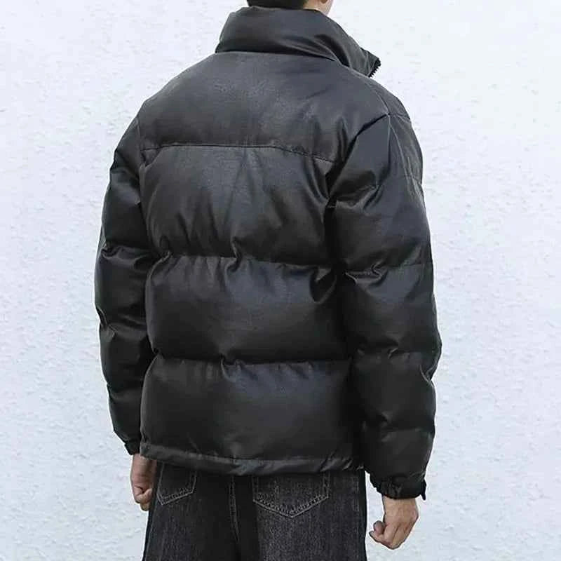 Men Black Winter Parka Padded Casual Jacket