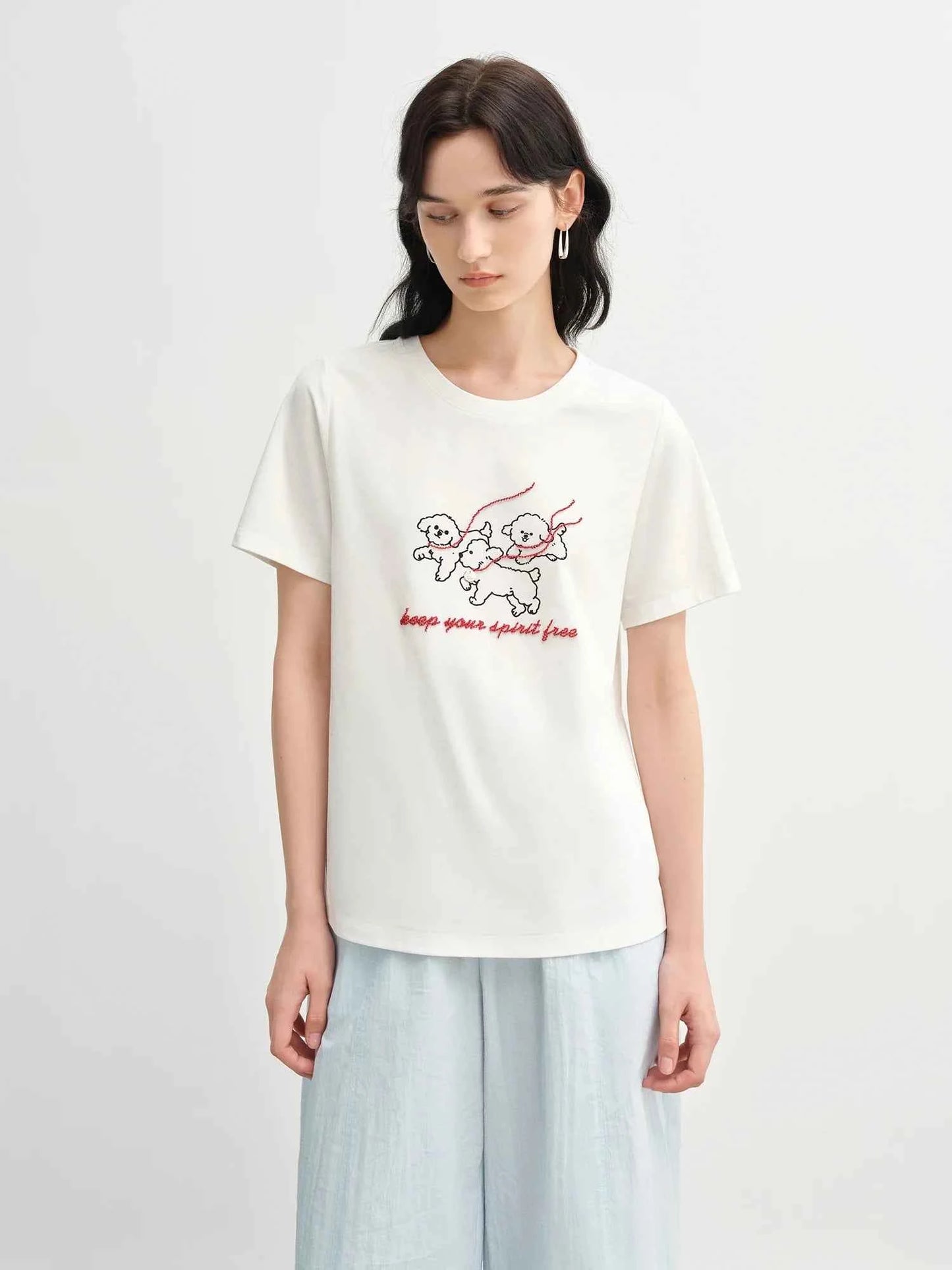 Flattering Summer Embroidered T-Shirt