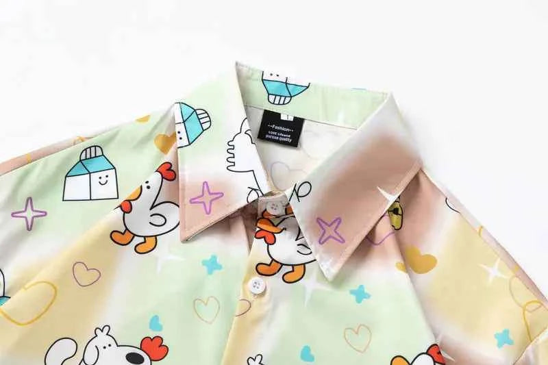 Y2K Vibrant Elevated Graphic Button-Up Shirt