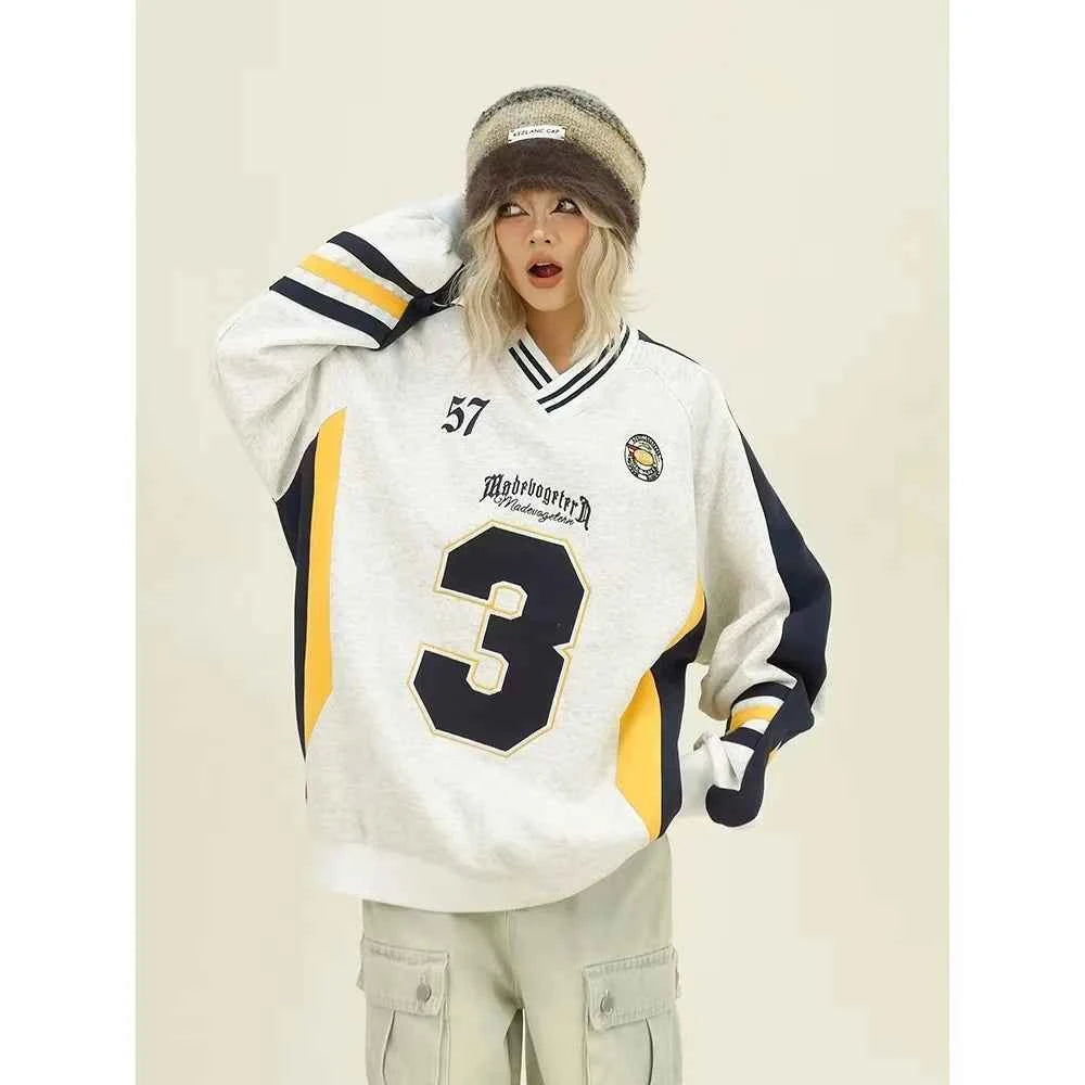 Color Blocked Loose Long Sleeve Sweatshirt