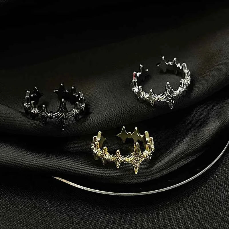 Irregular Cross Star Open Adjustable Ring