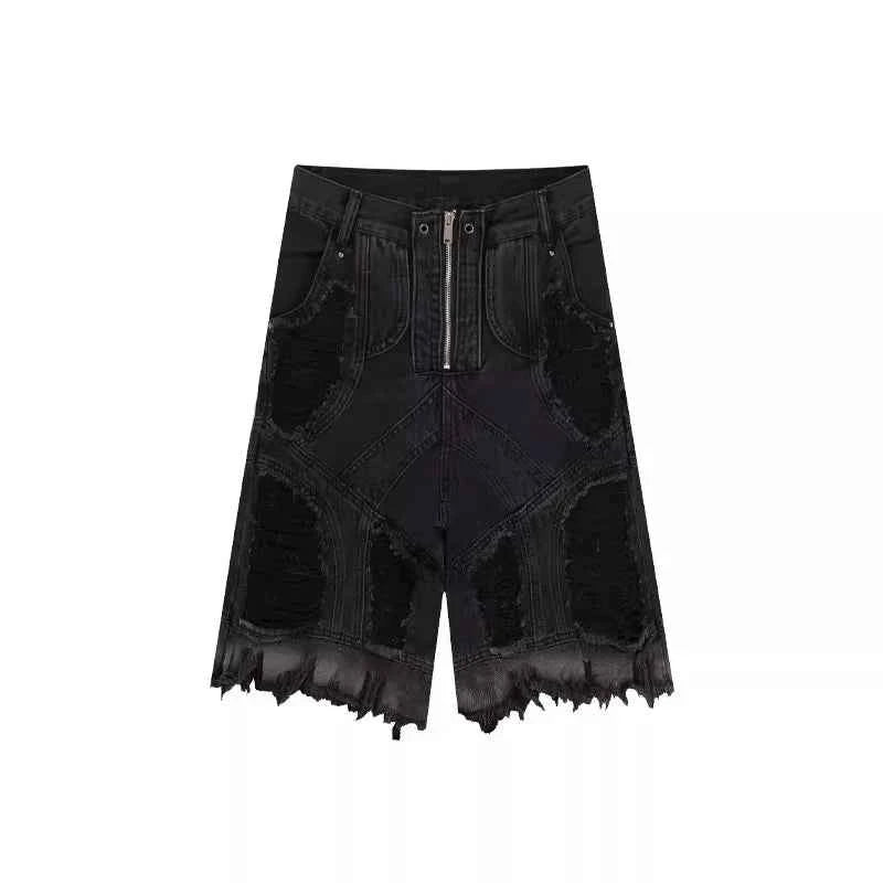 Vintage Patchwork Frayed Denim Jorts